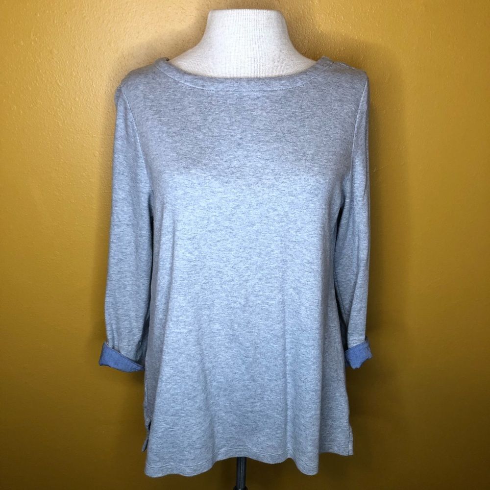 Nautica Gray 3/4 Sleeve Shirt New Size L